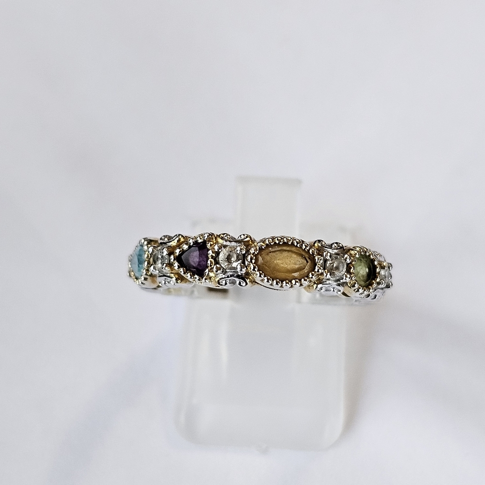 Authentic Michael Valitutti Multi Gemstone Ring Palladium Silver & 18k Sz 8! - Picture 5 of 6